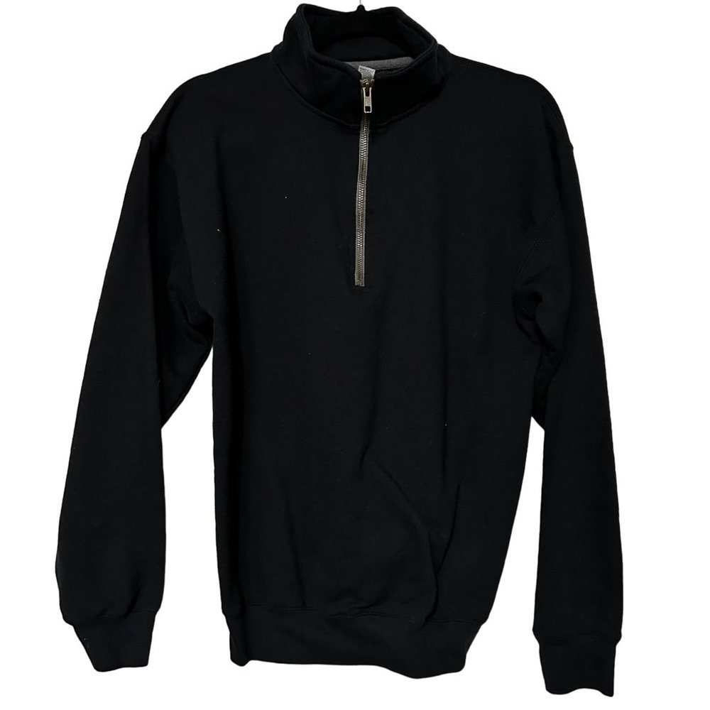 Gildan Black Half Zip Long Sleeve Pullover Sweatshirt Women Medium 1557